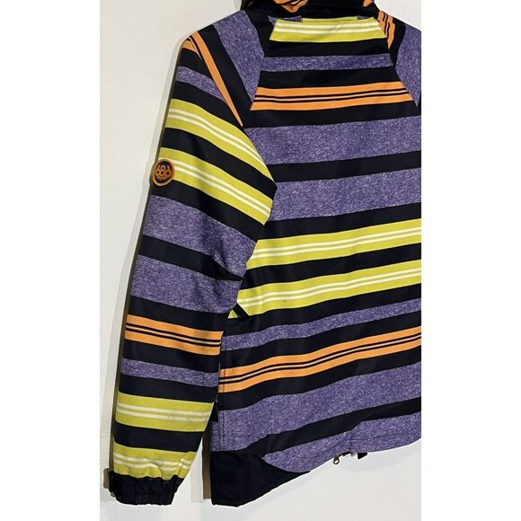 686 Manual Heather Iris Striped Insulated Hooded Zip Ski Snowboard Jacket - Picture 15 of 16